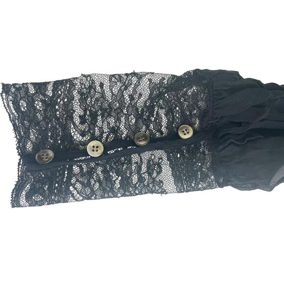VINTAGE OSCAR DE LA RENTA LACE BLOUSE PEARL BUTTONS SZ XS WHIMSICAL GOTH CORE - Picture 11 of 16